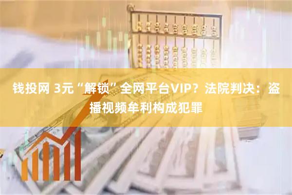 钱投网 3元“解锁”全网平台VIP?法院判决:盗播视频牟利构成犯罪